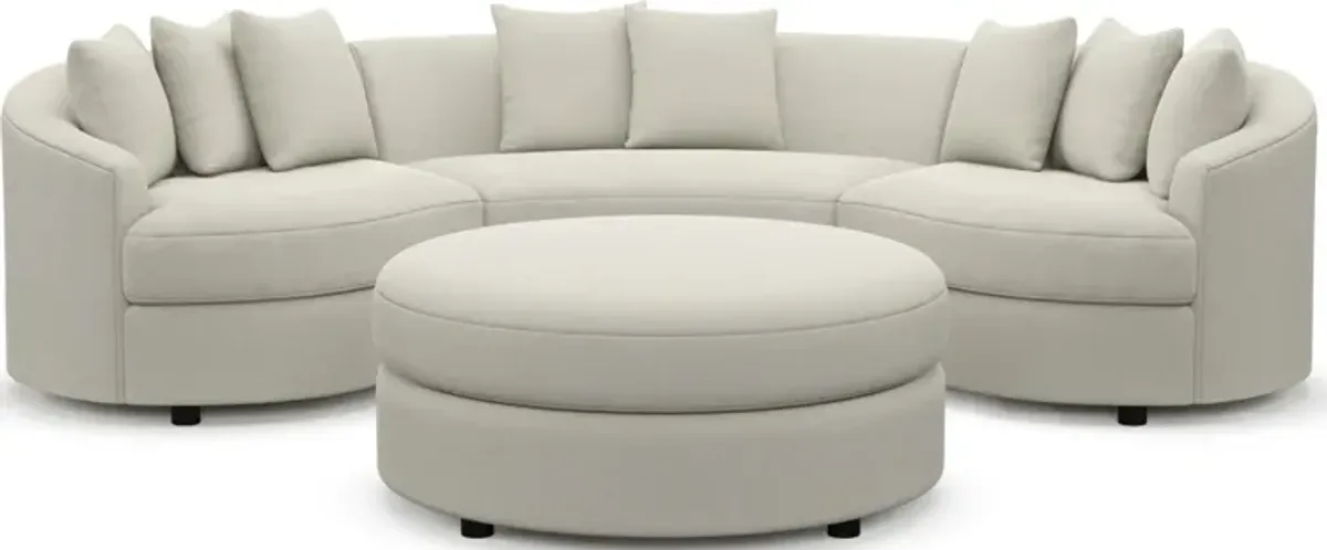 Allegra Foam Comfort 3-Piece Sectional and Ottoman - Anders Ivory