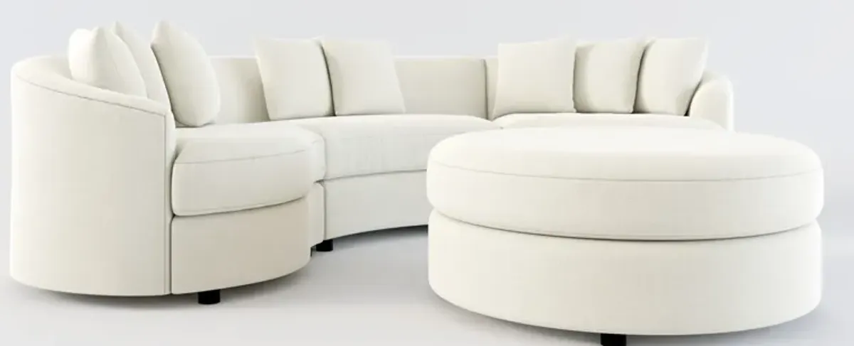 Allegra Foam Comfort 3-Piece Sectional and Ottoman - Anders Ivory