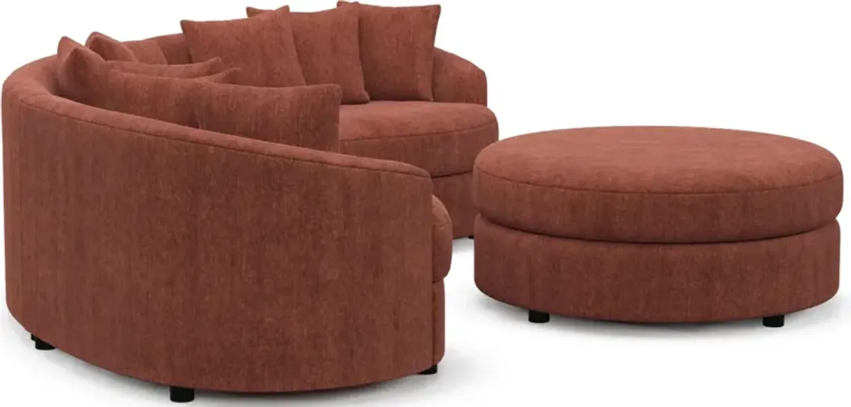 Allegra Foam Comfort 3-Piece Sectional and Ottoman - Contessa Paprika