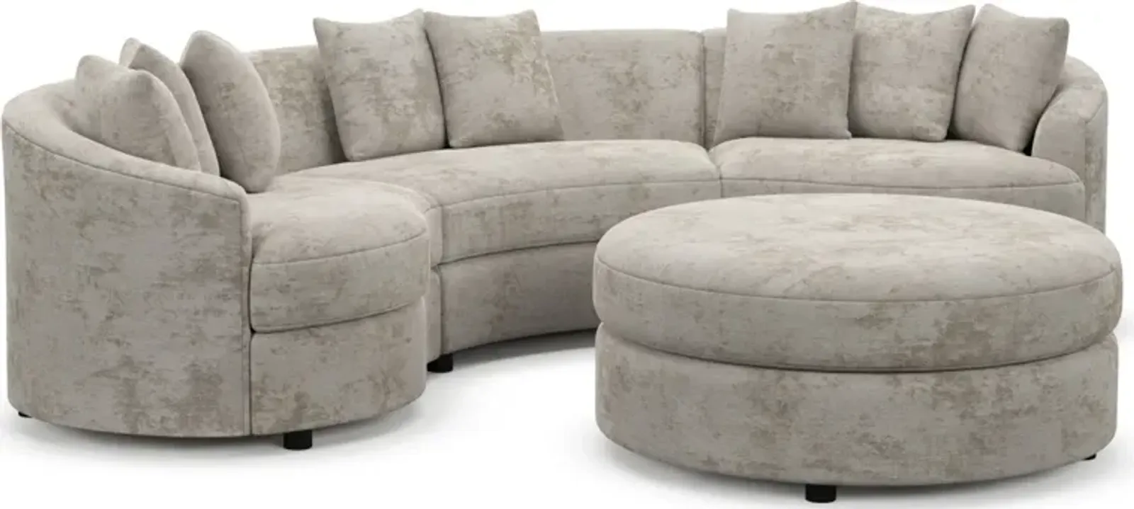 Allegra Foam Comfort 3-Piece Sectional and Ottoman - Hearth Cement