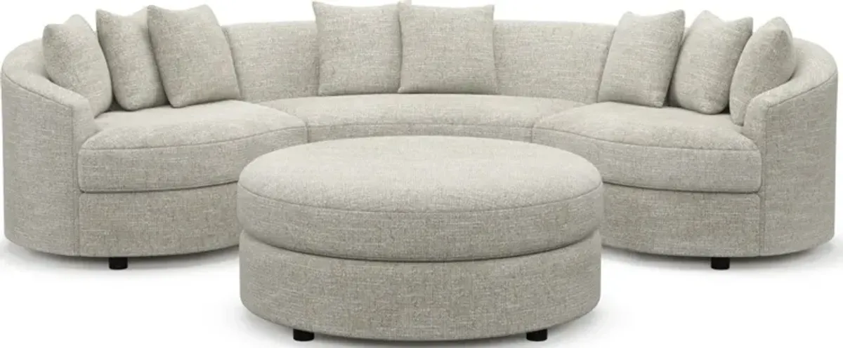 Allegra Foam Comfort 3-Piece Sectional and Ottoman - M Ivory