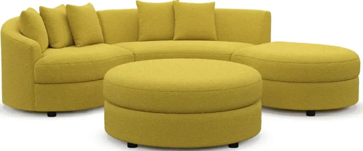 Allegra Foam Comfort 3-Piece Sectional with Right-Facing Chaise and Ottoman - Bloke Goldenrod