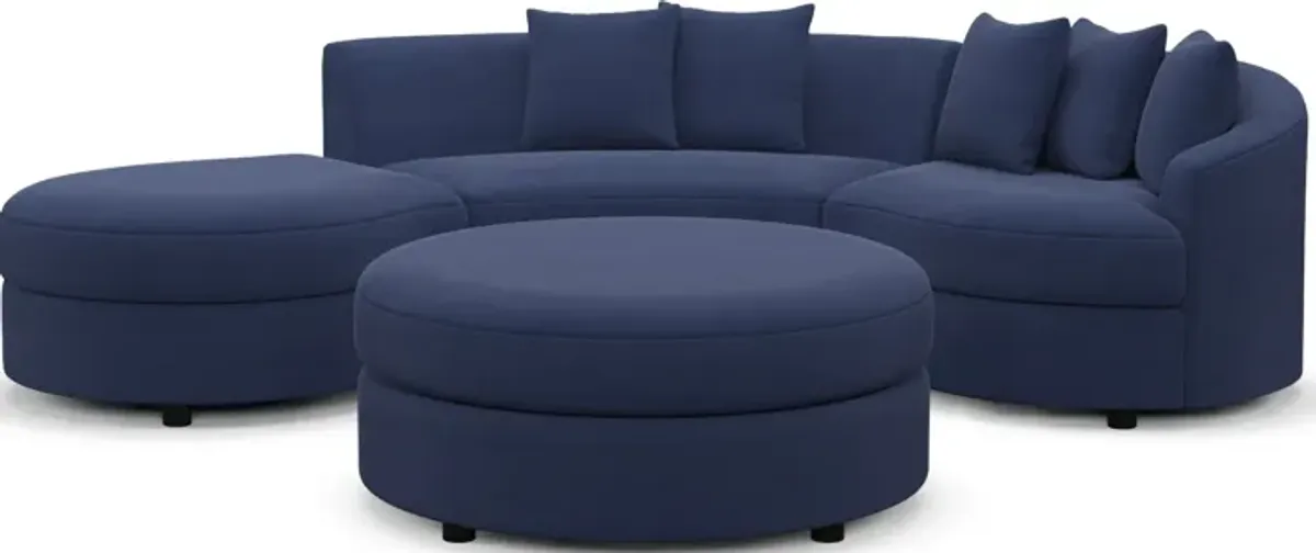 Allegra Foam Comfort 3-Piece Sectional with Left-Facing Chaise and Ottoman - Abington Indigo