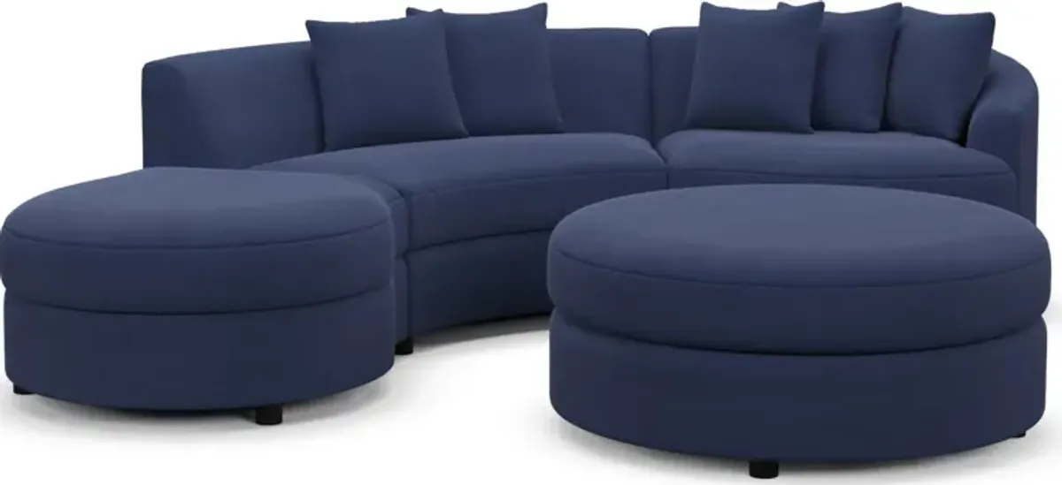 Allegra Foam Comfort 3-Piece Sectional with Left-Facing Chaise and Ottoman - Abington Indigo