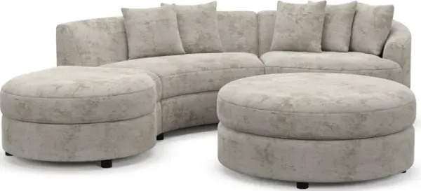 Allegra Foam Comfort 3-Piece Sectional with Left-Facing Chaise and Ottoman - Hearth Cement