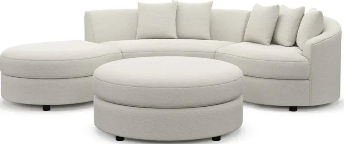 Allegra Foam Comfort 3-Piece Sectional with Left-Facing Chaise and Ottoman - Living Large White