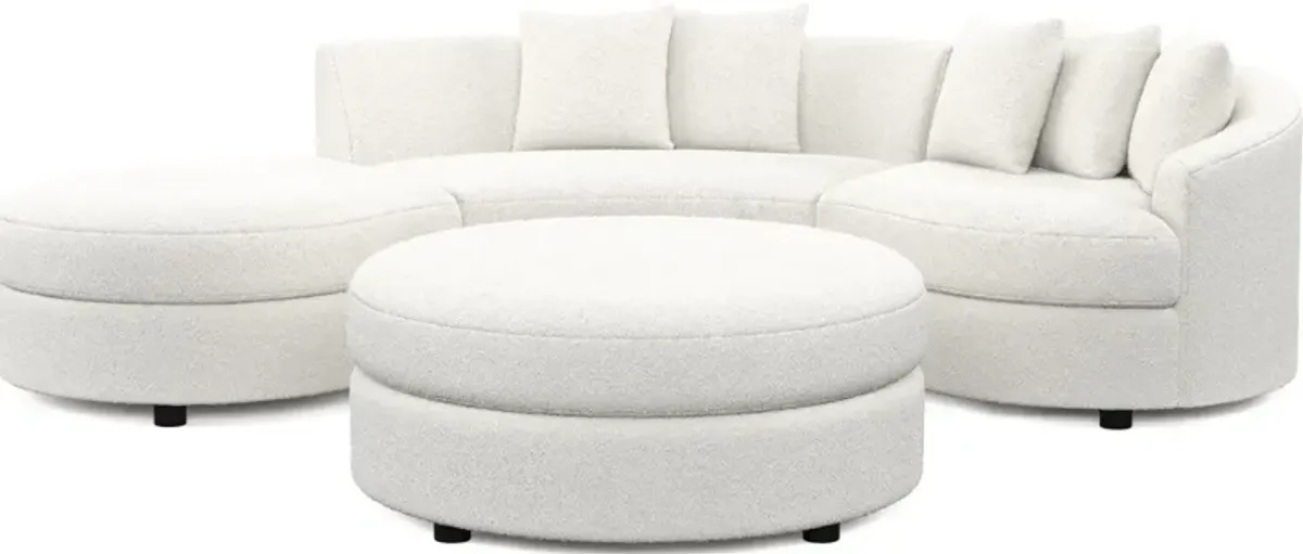 Allegra Foam Comfort 3-Piece Sectional with Left-Facing Chaise and Ottoman - Bloke Snow