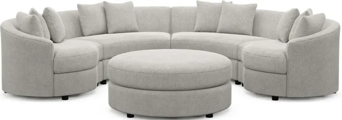 Allegra Foam Comfort 4-Piece Sectional and Ottoman - Burmese Granite