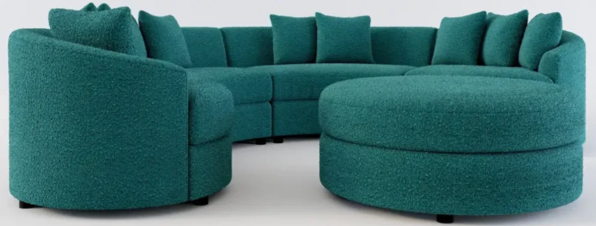 Allegra Foam Comfort 4-Piece Sectional and Ottoman - Bloke Peacock