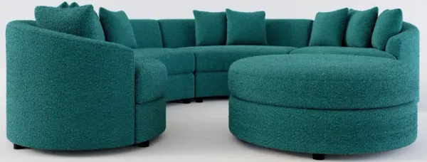 Allegra Foam Comfort 4-Piece Sectional and Ottoman - Bloke Peacock