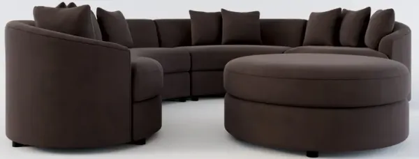 Allegra Foam Comfort 4-Piece Sectional and Ottoman - Merrimac Dark Brown