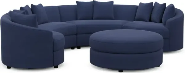 Allegra Foam Comfort 4-Piece Sectional and Ottoman - Abington Indigo