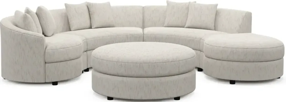 Allegra Foam Comfort 4-Piece Sectional with Right-Facing Chaise and Ottoman - P.T. Cream