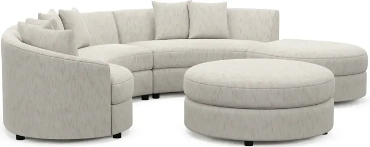 Allegra Foam Comfort 4-Piece Sectional with Right-Facing Chaise and Ottoman - P.T. Cream