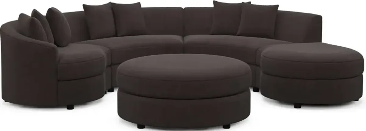 Allegra Foam Comfort 4-Piece Sectional with Right-Facing Chaise and Ottoman - Merrimac Dark Brown