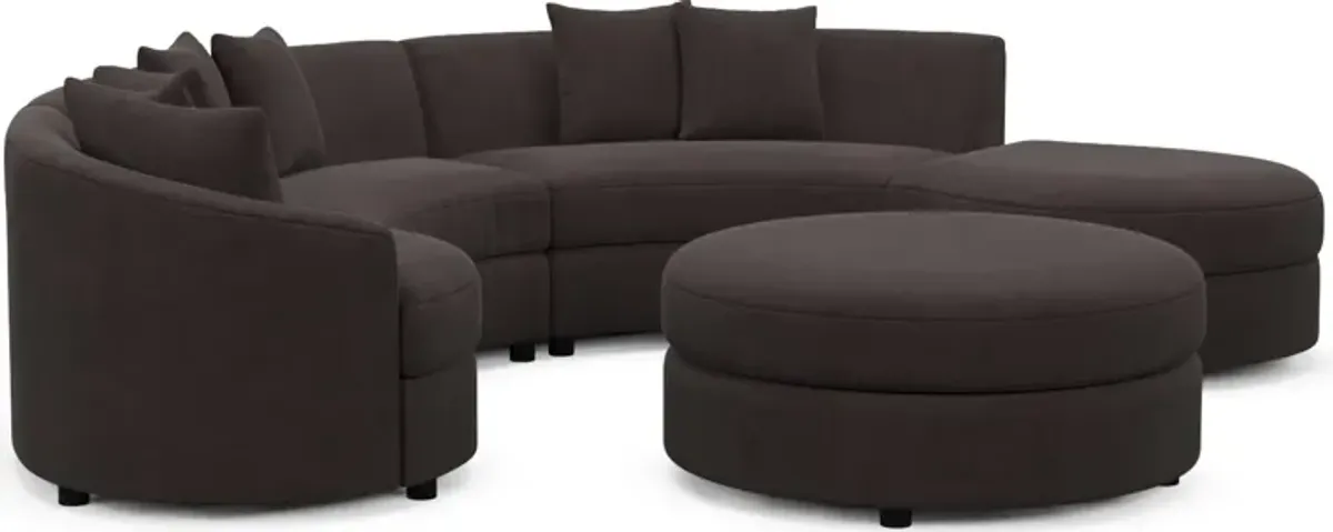 Allegra Foam Comfort 4-Piece Sectional with Right-Facing Chaise and Ottoman - Merrimac Dark Brown