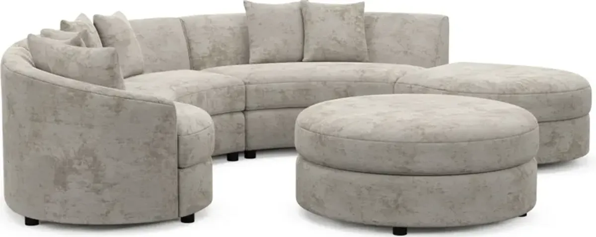 Allegra Foam Comfort 4-Piece Sectional with Right-Facing Chaise and Ottoman - Hearth Cement