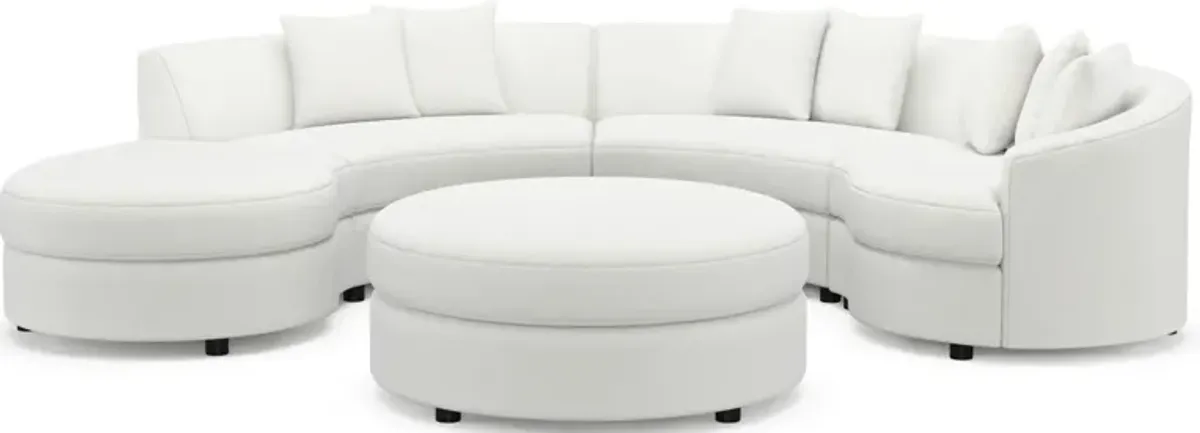 Allegra Foam Comfort 4-Piece Sectional with Left-Facing Chaise and Ottoman - Contessa Vanilla