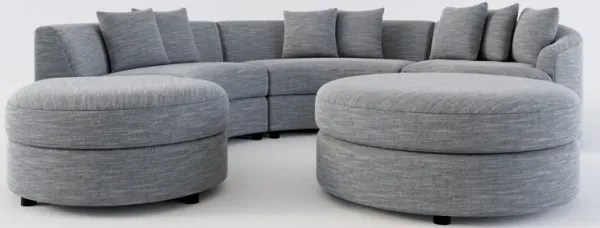Allegra Foam Comfort 4-Piece Sectional with Left-Facing Chaise and Ottoman - Dudley Indigo
