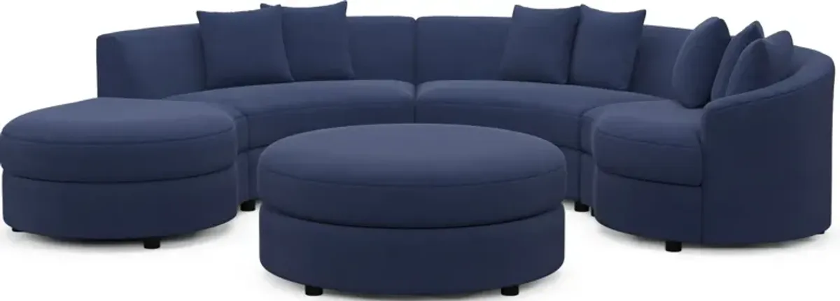 Allegra Foam Comfort 4-Piece Sectional with Left-Facing Chaise and Ottoman - Abington Indigo