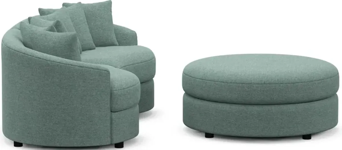 Allegra Foam Comfort 2-Piece Sectional and Ottoman - Bridger Jade