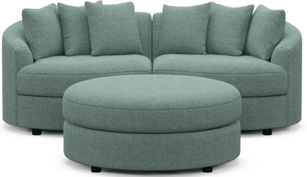 Allegra Foam Comfort 2-Piece Sectional and Ottoman - Bridger Jade