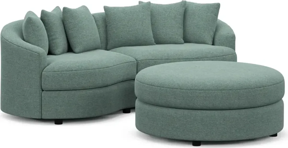 Allegra Foam Comfort 2-Piece Sectional and Ottoman - Bridger Jade