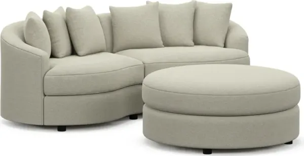 Allegra Foam Comfort 2-Piece Sectional and Ottoman - Liv Dove