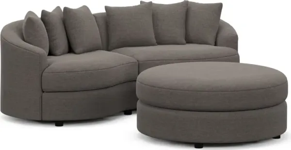 Allegra Foam Comfort 2-Piece Sectional and Ottoman - Presidio Steel