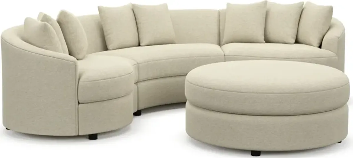 Allegra Foam Comfort 3-Piece Sectional and Ottoman - Bridger Shell