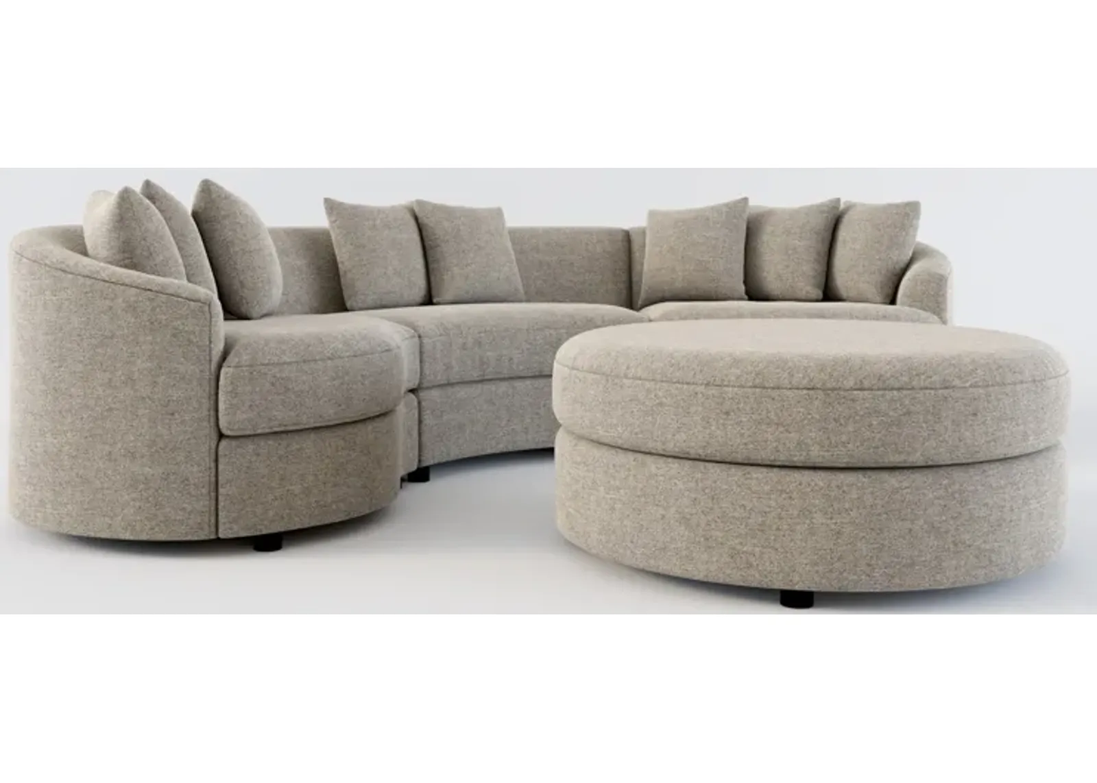 Allegra Foam Comfort 3-Piece Sectional and Ottoman - Bridger Metal