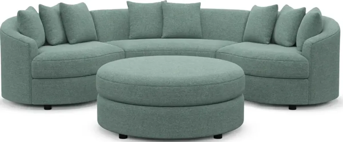 Allegra Foam Comfort 3-Piece Sectional and Ottoman - Bridger Jade