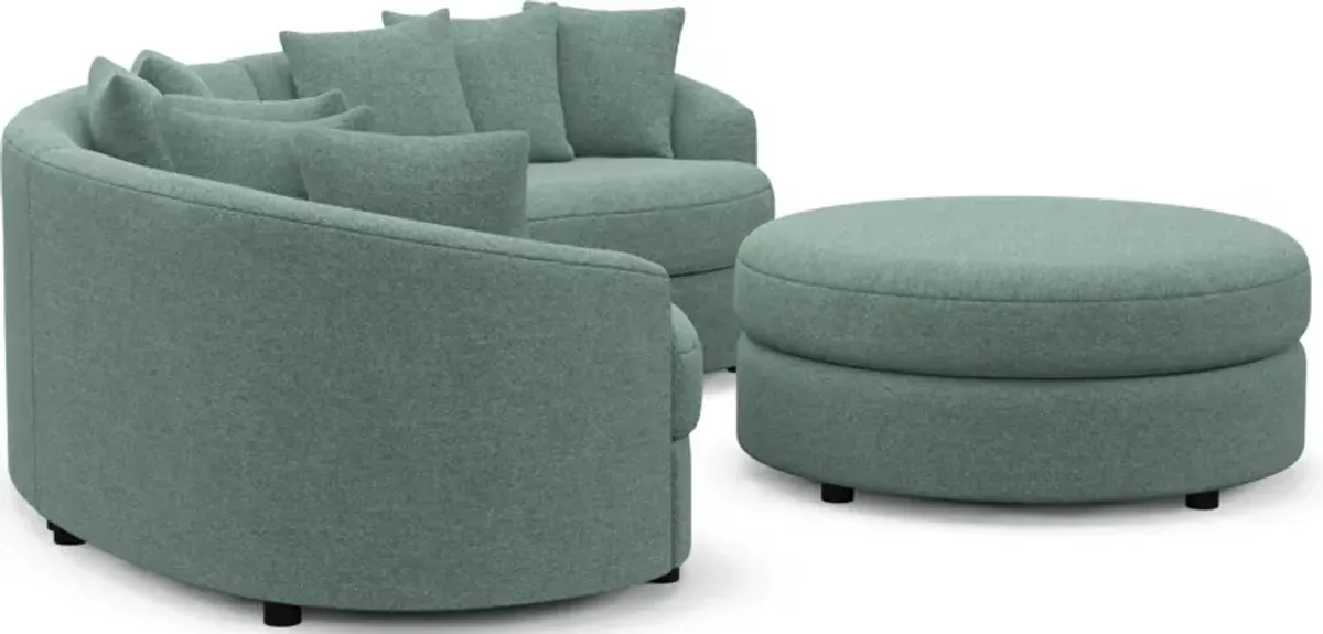 Allegra Foam Comfort 3-Piece Sectional and Ottoman - Bridger Jade