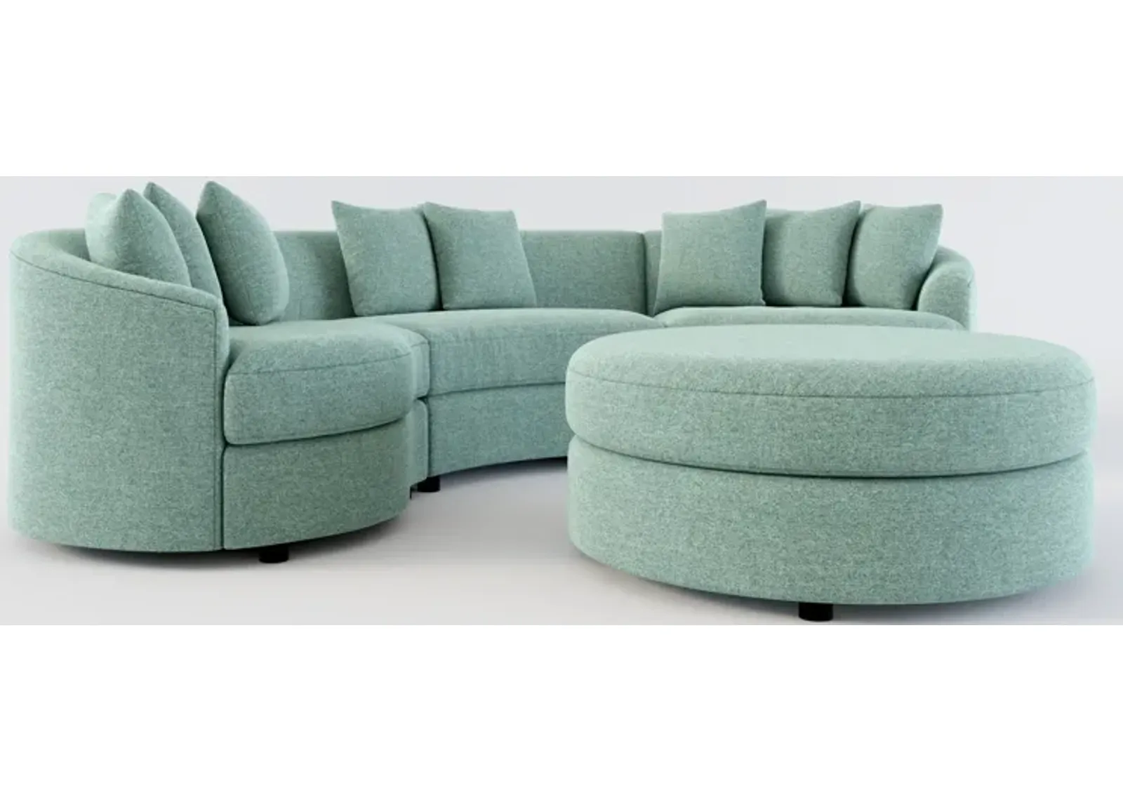 Allegra Foam Comfort 3-Piece Sectional and Ottoman - Bridger Jade