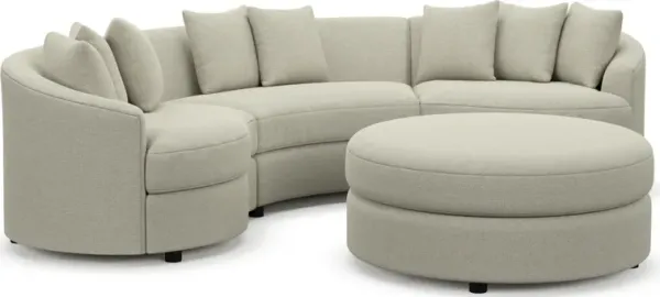 Allegra Foam Comfort 3-Piece Sectional and Ottoman - Liv Dove