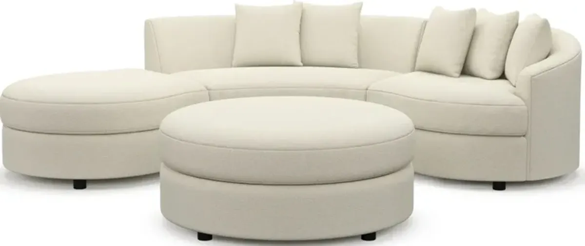 Allegra Foam Comfort 3-Piece Sectional with Left-Facing Chaise and Ottoman - Fincher Ivory