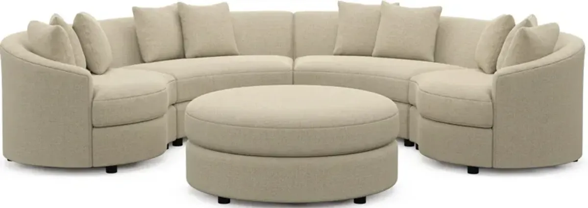 Allegra Foam Comfort 4-Piece Sectional and Ottoman - Broderick Sand