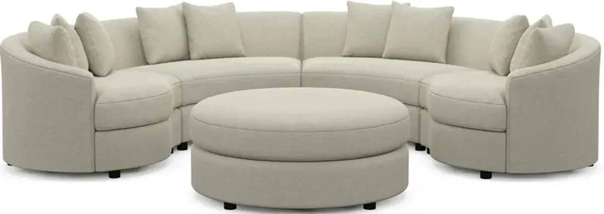 Allegra Foam Comfort 4-Piece Sectional and Ottoman - Liv Dove