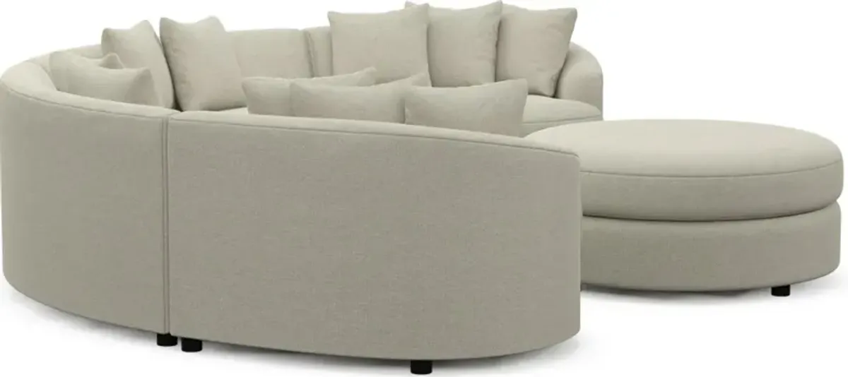 Allegra Foam Comfort 4-Piece Sectional and Ottoman - Liv Dove