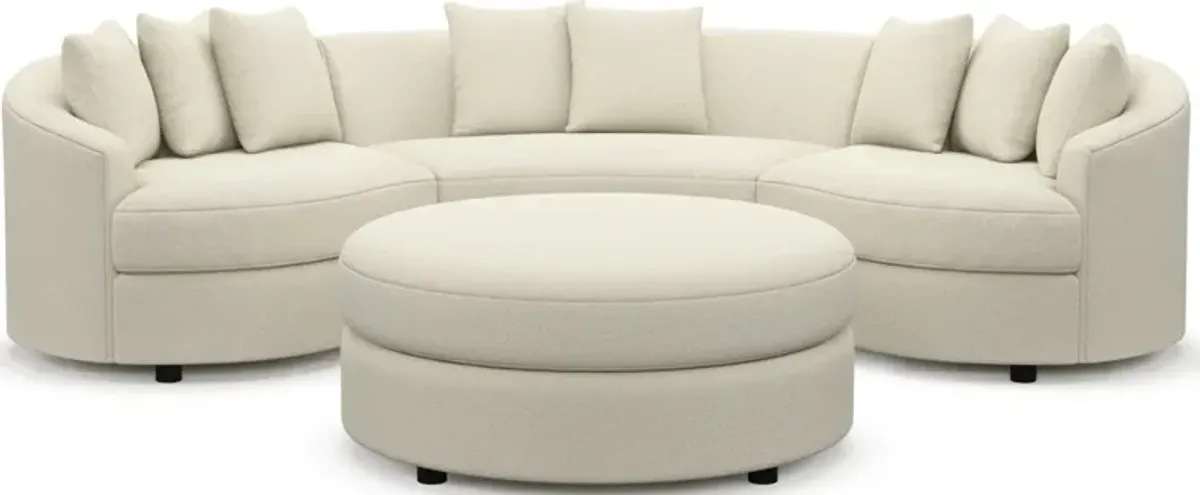 Allegra Foam Comfort 4-Piece Sectional and Ottoman - Fincher Ivory