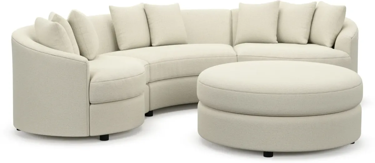 Allegra Foam Comfort 4-Piece Sectional and Ottoman - Fincher Ivory