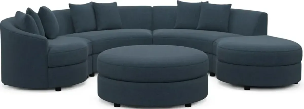 Allegra Foam Comfort 4-Piece Sectional with Right-Facing Chaise and Ottoman - Broderick Indigo