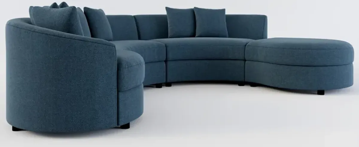 Allegra Foam Comfort 4-Piece Sectional with Right-Facing Chaise and Ottoman - Broderick Indigo