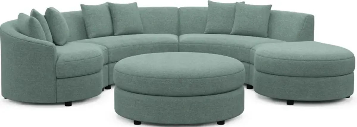 Allegra Foam Comfort 4-Piece Sectional with Right-Facing Chaise and Ottoman - Bridger Jade