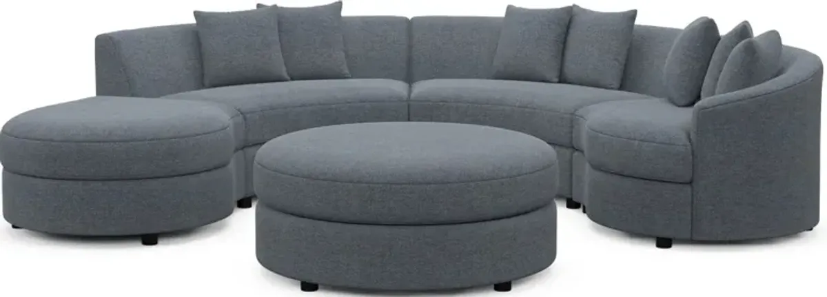 Allegra Foam Comfort 4-Piece Sectional with Left-Facing Chaise and Ottoman - Bridger Navy