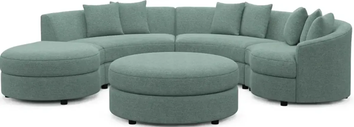 Allegra Foam Comfort 4-Piece Sectional with Left-Facing Chaise and Ottoman - Bridger Jade