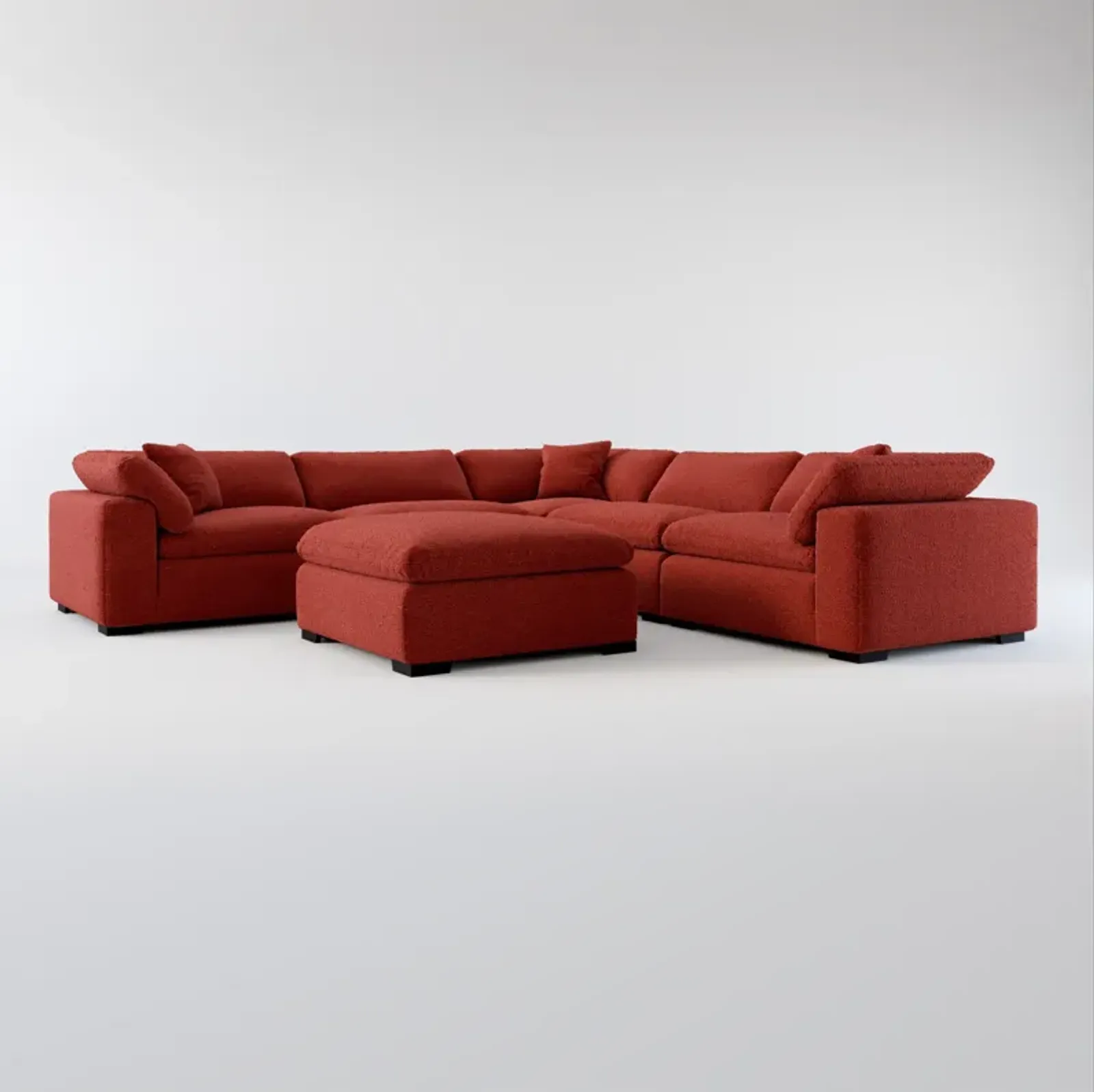 Plush Feathered Comfort 5-Piece Sectional and Ottoman - Bloke Brick