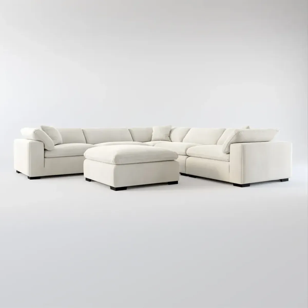 Plush Feathered Comfort 5-Piece Sectional and Ottoman - Laurent Beach