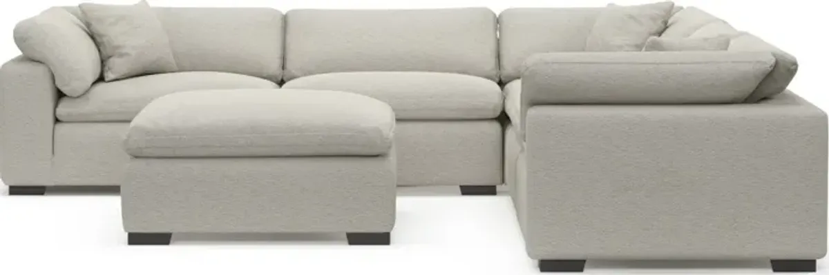 Plush Feathered Comfort 5-Piece Sectional and Ottoman - Everton Grey