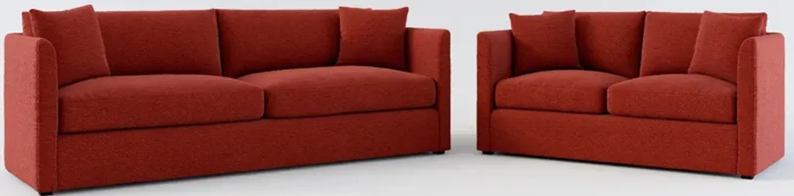 Benji Foam Comfort Sofa and Loveseat Set - Bloke Brick